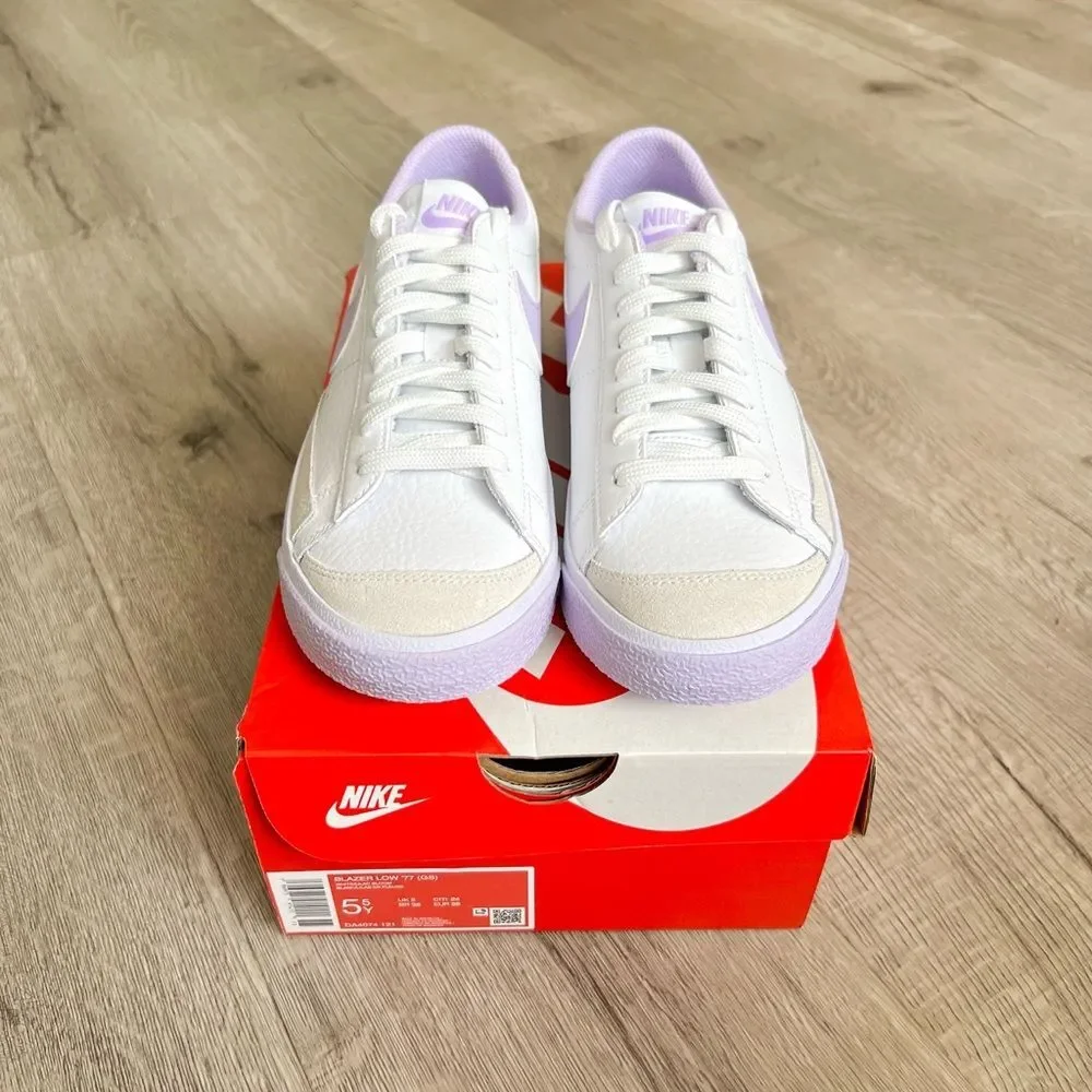 Nike Blazer Low 77 Sneaker - White/Lilac Purple - Size 5.5Y youth, 7 women’s - Picture 3 of 8
